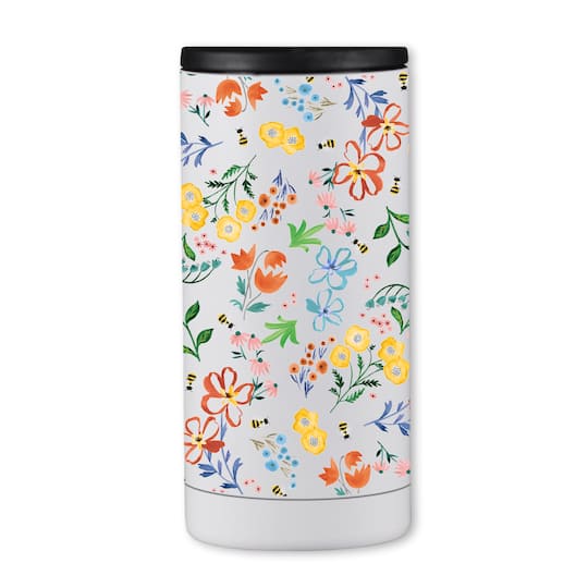 Cheery Floral and Bee Pattern 12oz. Koozie